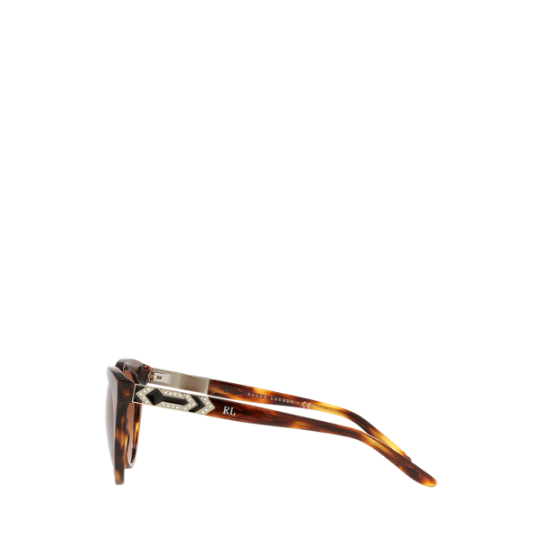 Shiny Striped Havana Deco Cat-Eye Sunglasses Ralph Lauren 3