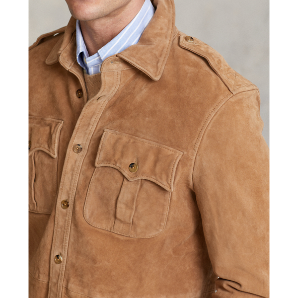 Vintage Khaki Suede Overshirt Polo Ralph Lauren 6