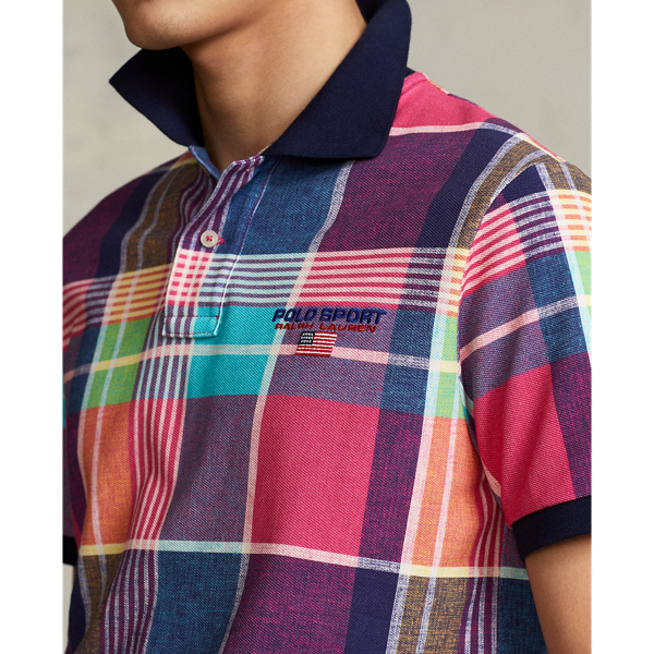 Pink Madras Custom Slim Fit Polo Sport Polo Shirt Polo Ralph Lauren 6