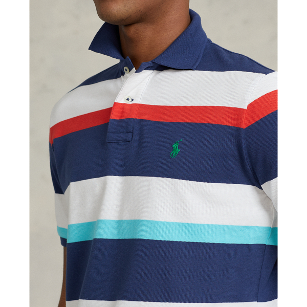 Vacation Blue Multi Classic Fit Striped Mesh Polo Shirt Polo Ralph Lauren 6