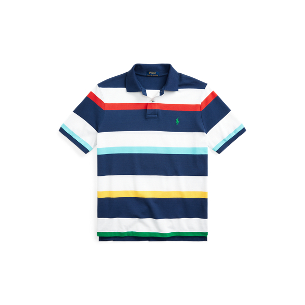 Vacation Blue Multi Classic Fit Striped Mesh Polo Shirt Polo Ralph Lauren 2