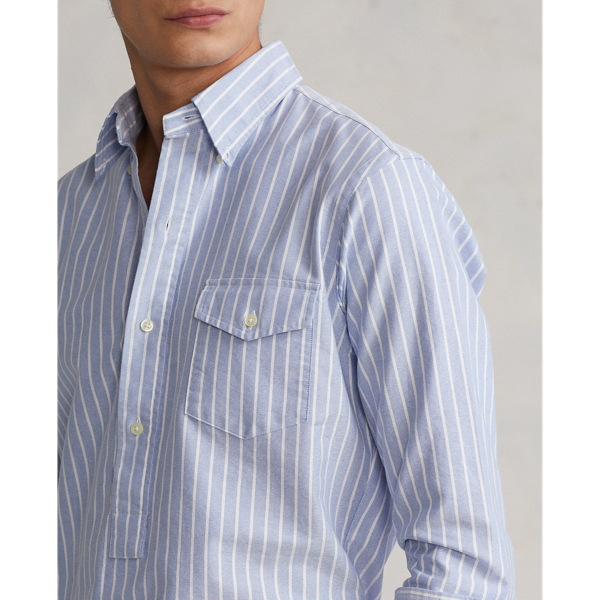 Blue/White Classic Fit Striped Oxford Popover Shirt Polo Ralph Lauren 6
