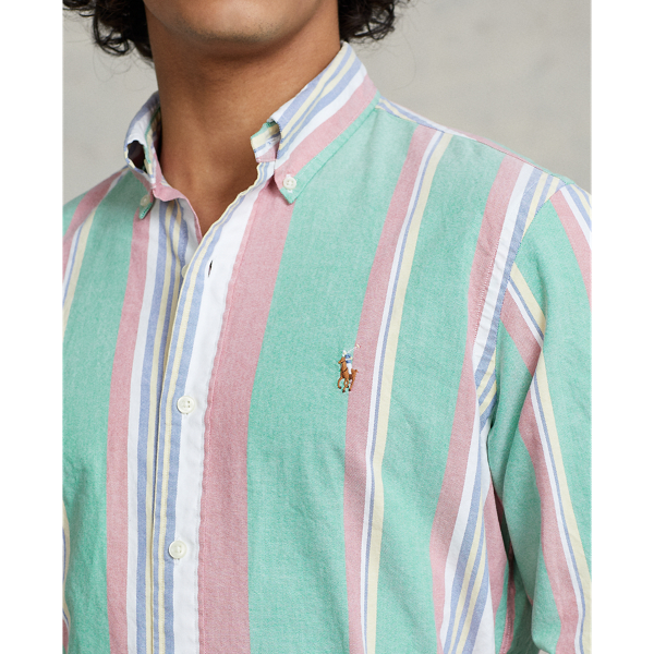Green/Red Multi Classic Fit Striped Oxford Shirt Polo Ralph Lauren 6