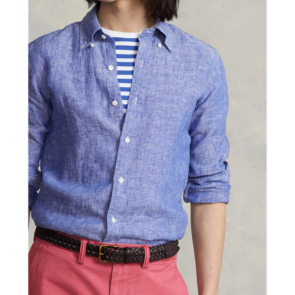 Heritage Royal Custom Fit Linen Chambray Shirt Polo Ralph Lauren 6