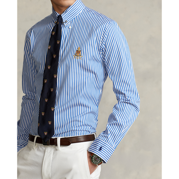 Custom Fit Striped Poplin Shirt Polo Ralph Lauren em White/Blue 6