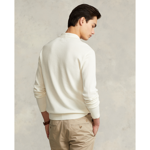 Antique Cream Custom Slim Fit Textured Polo Shirt Polo Ralph Lauren 5