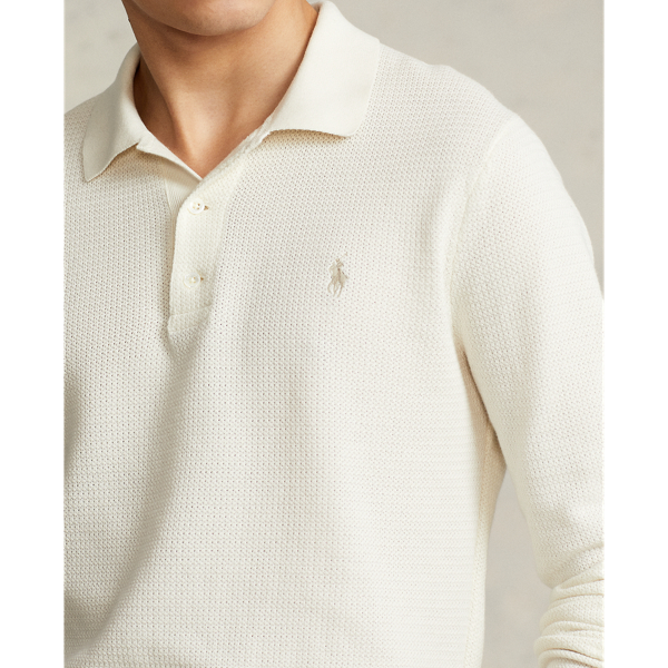 Antique Cream Custom Slim Fit Textured Polo Shirt Polo Ralph Lauren 6