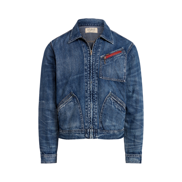 Veste zipp&eacute;e en denim d&eacute;lav&eacute; Polo Ralph Lauren en 1