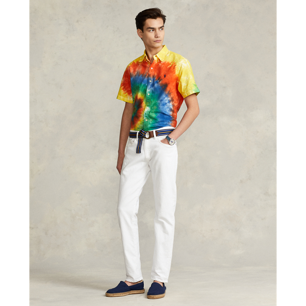 Blue/Green Tie Dye Multi Classic Fit Tie-Dye Oxford Shirt Polo Ralph Lauren 3