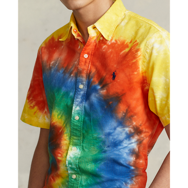 Blue/Green Tie Dye Multi Classic Fit Tie-Dye Oxford Shirt Polo Ralph Lauren 5