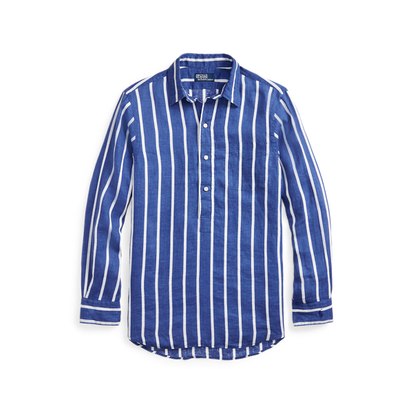 Tシャツ・カットソー Ralph Lauren SS25 Custom-Fit Linen Shirt (710966294 008) Polo Ralph Lauren Linen Shirt in Light Blue | SVD USA