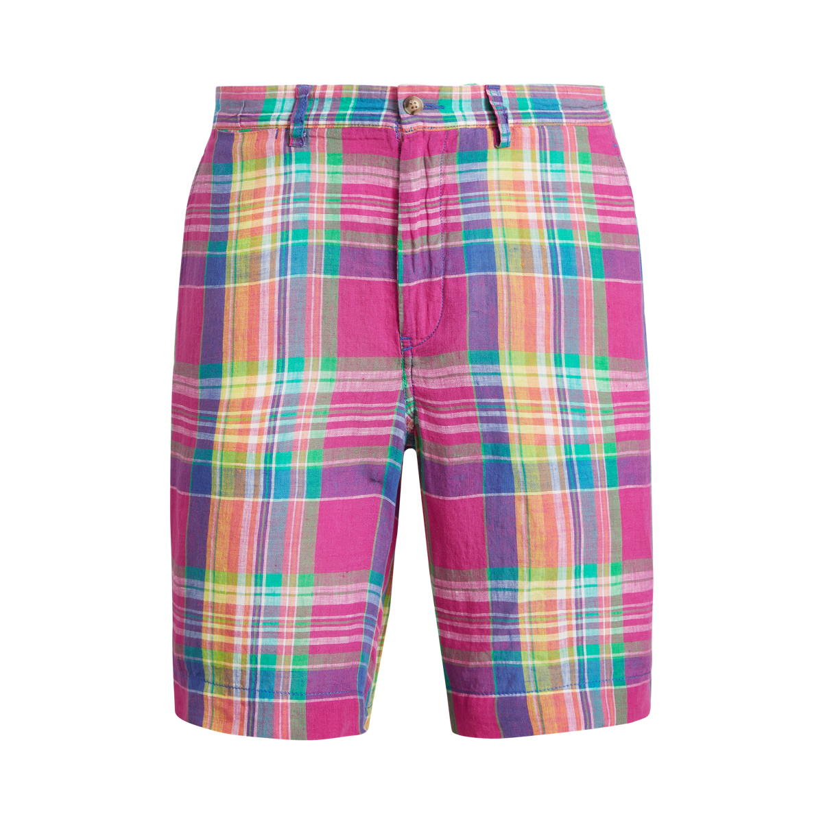 9 Inch Classic Fit Plaid Linen Short