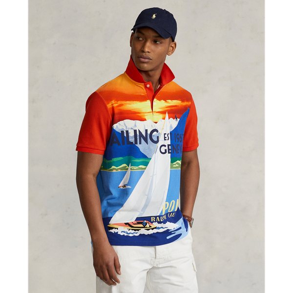 Classic Fit Sailboat Mesh Polo Shirt