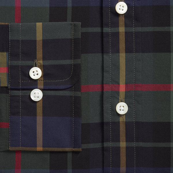 Custom-Fit Popelinehemd Polo Ralph Lauren in Green/Black Multi 8