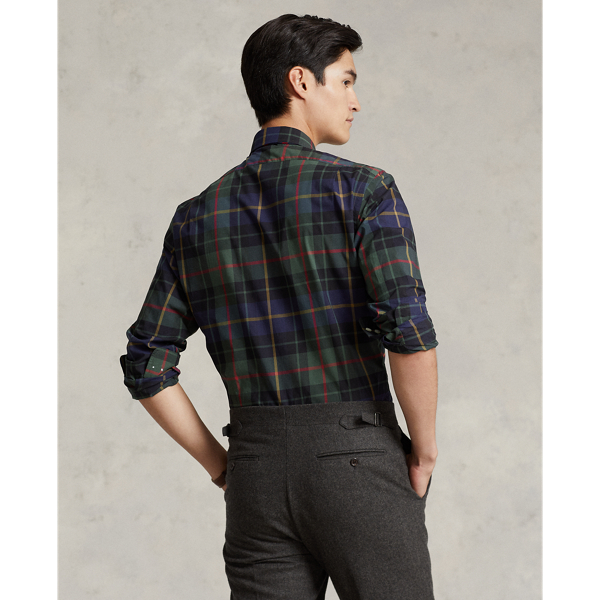 Custom-Fit Popelinehemd Polo Ralph Lauren in Green/Black Multi 5