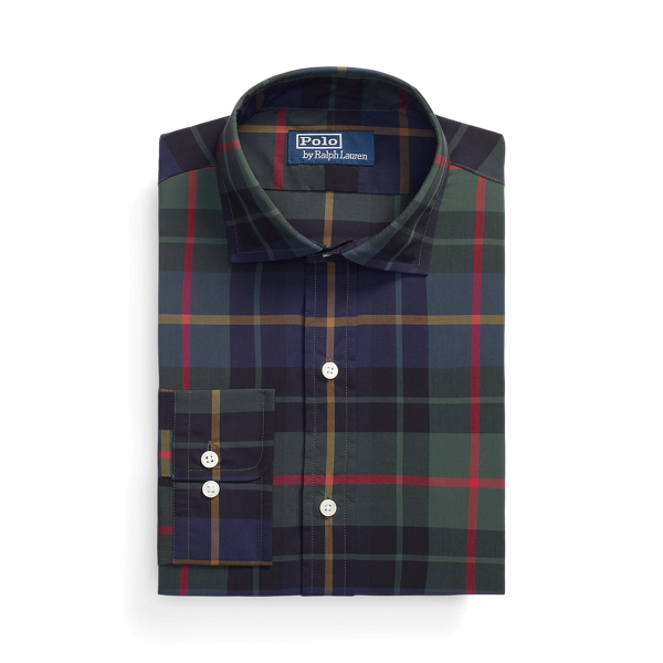 Custom-Fit Popelinehemd Polo Ralph Lauren in Green/Black Multi 2