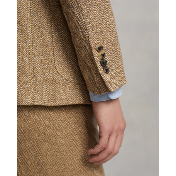 Tan Linen-Blend Herringbone Suit Jacket Polo Ralph Lauren 7