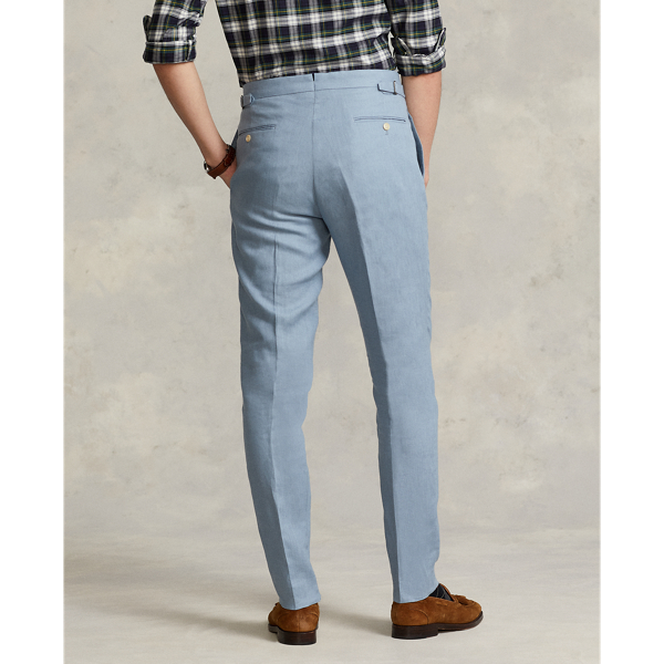 Chambray Blue Pleated Linen Trouser Polo Ralph Lauren 5