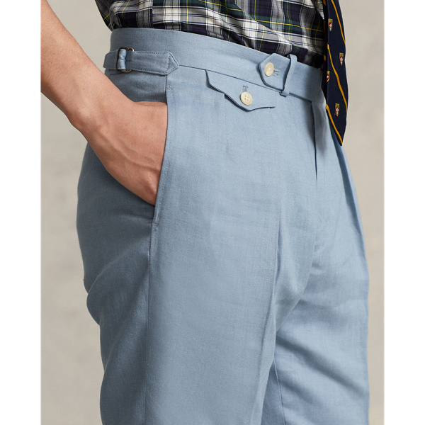 Chambray Blue Pleated Linen Trouser Polo Ralph Lauren 6