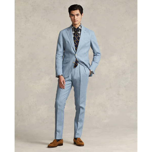 Chambray Blue Pleated Linen Trouser Polo Ralph Lauren 7