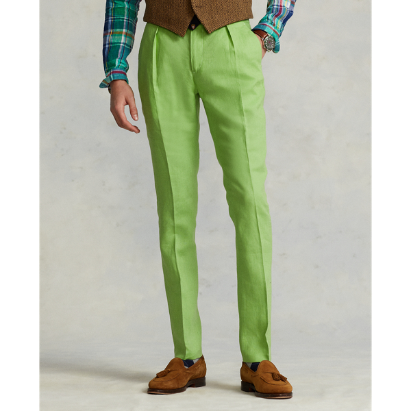 Lime Green Pleated Linen Trouser Polo Ralph Lauren 4