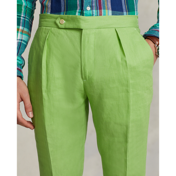 Lime Green Pleated Linen Trouser Polo Ralph Lauren 6