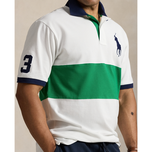 White Multi Big Pony Mesh Polo Shirt Big & Tall 6