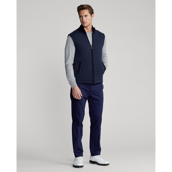 Refined Navy Quilted Cotton-Blend Sweater Vest RLX 4