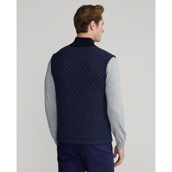 Refined Navy Quilted Cotton-Blend Sweater Vest RLX 5