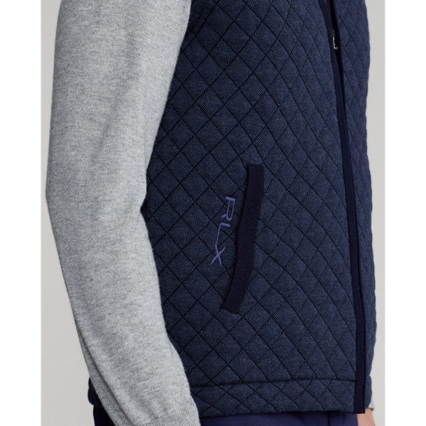 Refined Navy Quilted Cotton-Blend Sweater Vest RLX 6