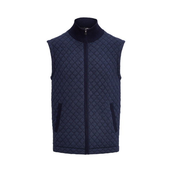 Refined Navy Quilted Cotton-Blend Sweater Vest RLX 2
