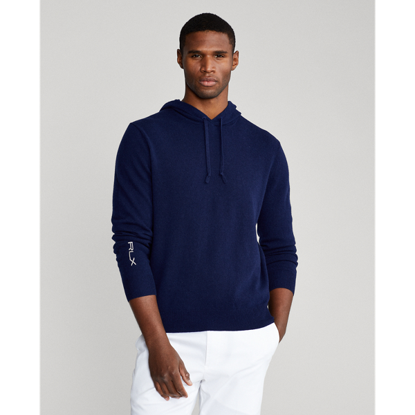 Refined Navy Washable Cashmere Hooded Sweater RLX 1