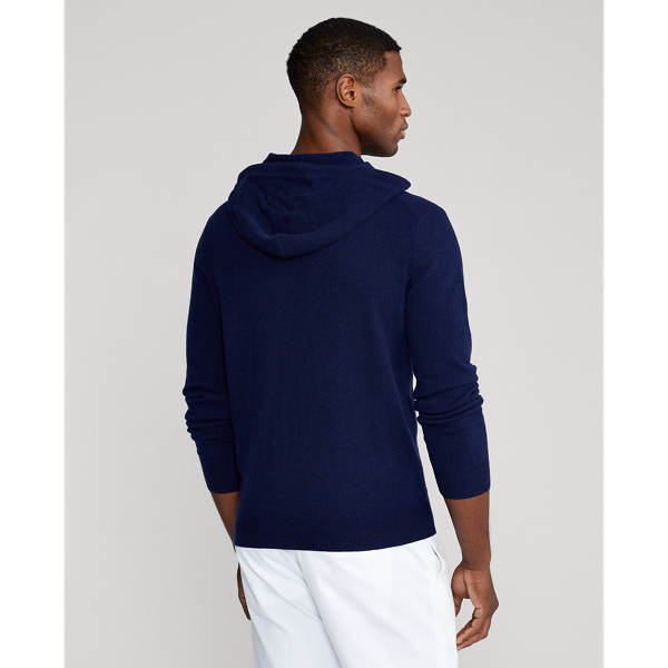 Refined Navy Washable Cashmere Hooded Sweater RLX 5