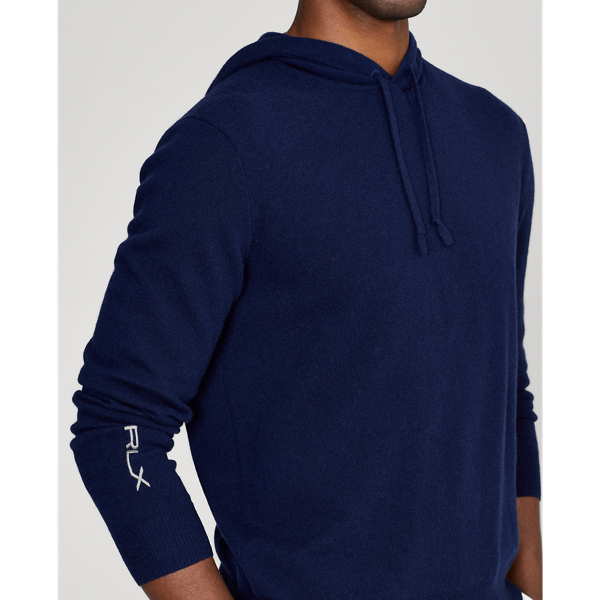 Refined Navy Washable Cashmere Hooded Sweater RLX 6