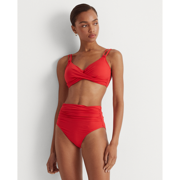 Red Double-Strap Twisted Bikini Top Lauren 3