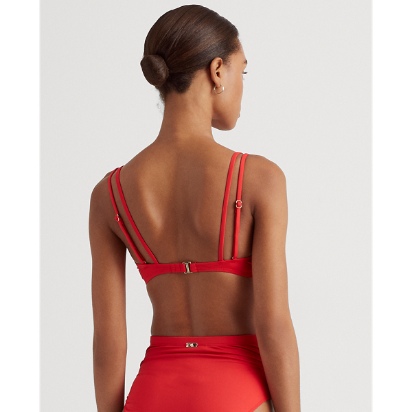 Red Double-Strap Twisted Bikini Top Lauren 4