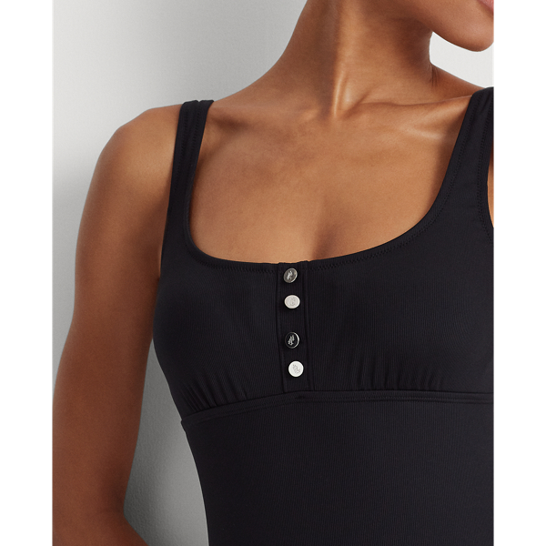 Black Ribbed Henley One-Piece Lauren 4