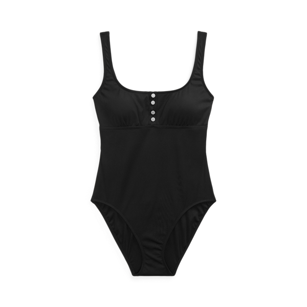 Black Ribbed Henley One-Piece Lauren 2