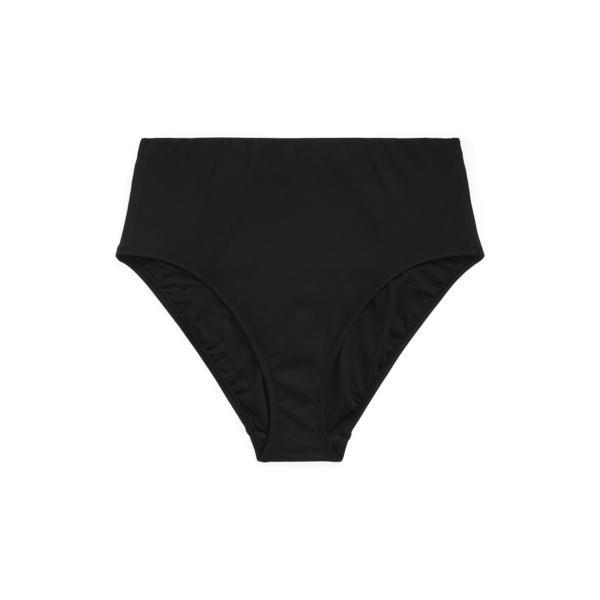 Black Ribbed High-Waisted Bikini Bottom Lauren 2
