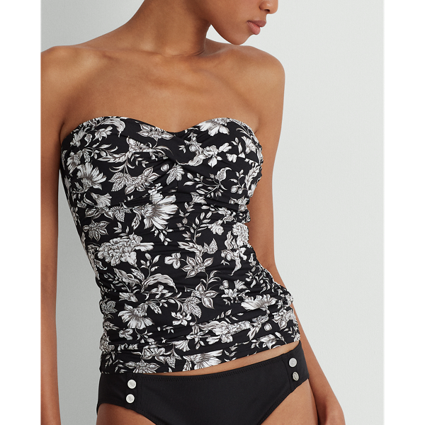 Black Floral Twisted Bandeau Tankini Lauren 5