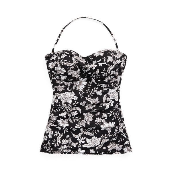 Black Floral Twisted Bandeau Tankini Lauren 2