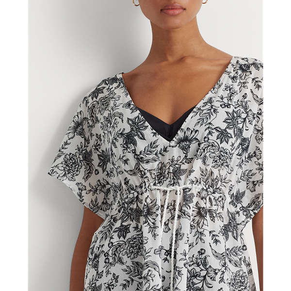 White Floral Flutter-Sleeve Cover-Up Lauren 5