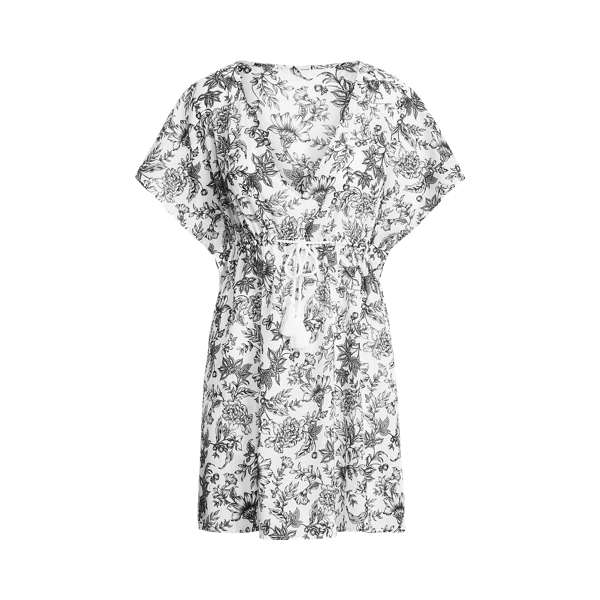 White Floral Flutter-Sleeve Cover-Up Lauren 2