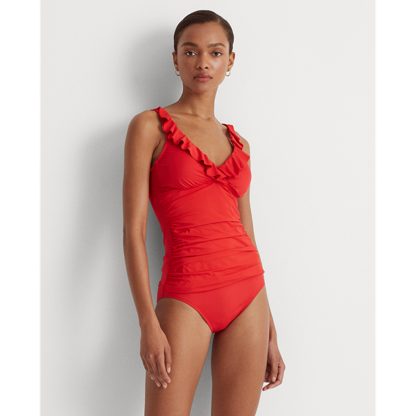 Red Ruffle-Trim Tankini Lauren 3