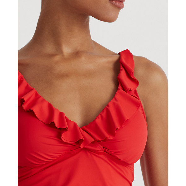 Red Ruffle-Trim Tankini Lauren 5