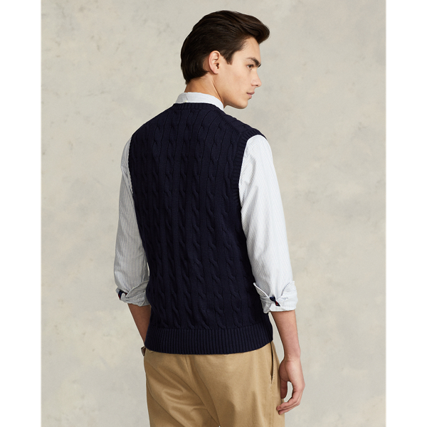 POLO RALPH LAUREN Brown Cotton Sweater Vest Mens Size on sale Large