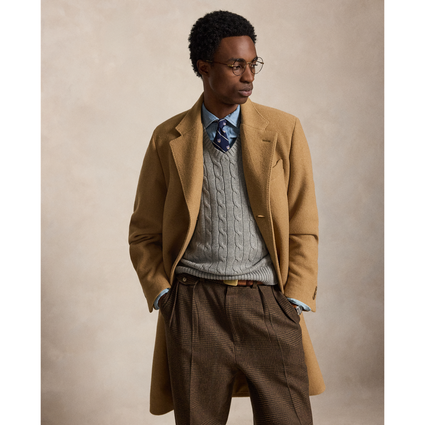 Мужской жилет Polo Ralph Lauren Cable-Knit Cotton Sweater Vest, цвет: Палевый серый меланжевый — фото 5
