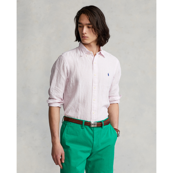 Polo Ralph Lauren 폴로 남성 스트라이프 리넨 셔츠 핑크/화이트 1