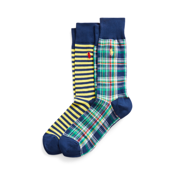 Navy Plaid & Striped Trouser Sock 2-Pack Polo Ralph Lauren 1