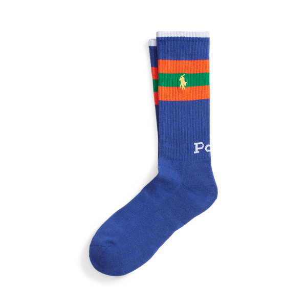 Striped-Cuff Cotton-Blend Crew Socks